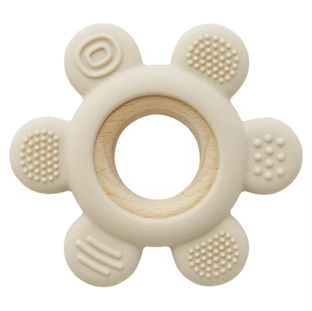 Flower Silicone & Wood Baby Teether