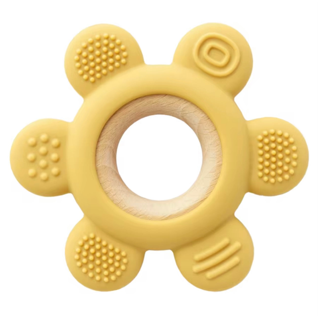 Flower Silicone & Wood Baby Teether