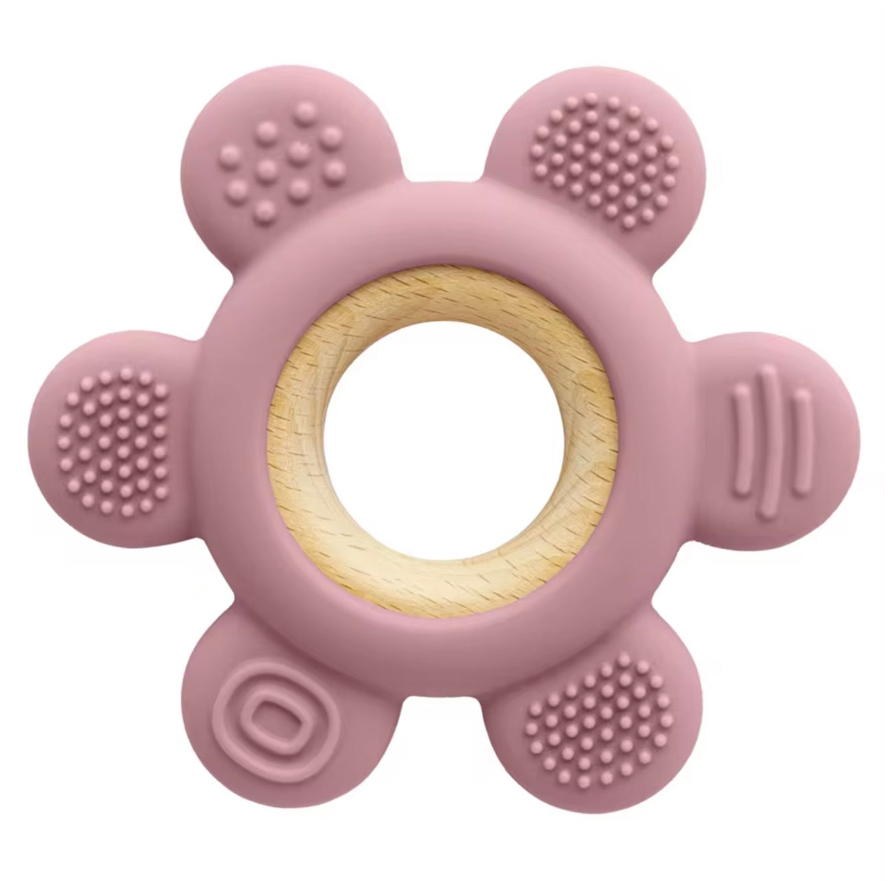 Flower Silicone & Wood Baby Teether