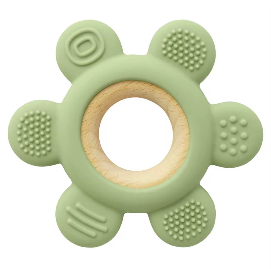 Flower Silicone & Wood Baby Teether