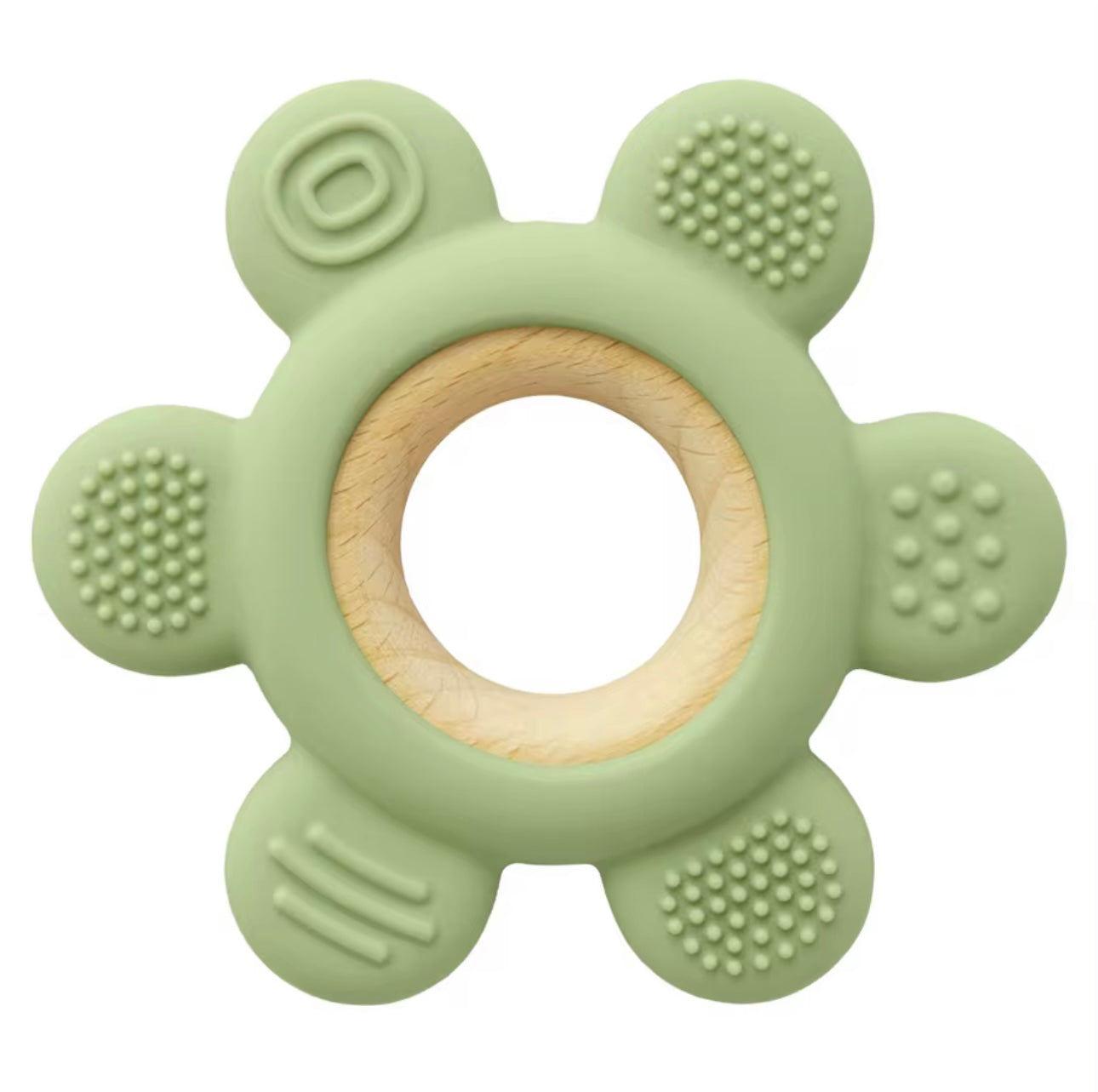 Flower Silicone & Wood Baby Teether