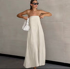 Linen Strapless Maxi Dress