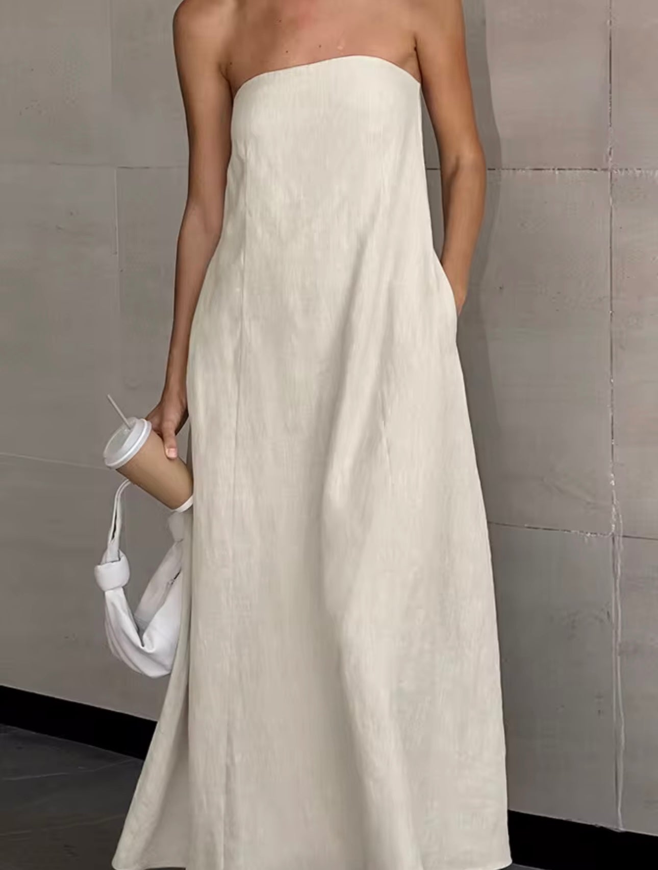 Linen Strapless Maxi Dress