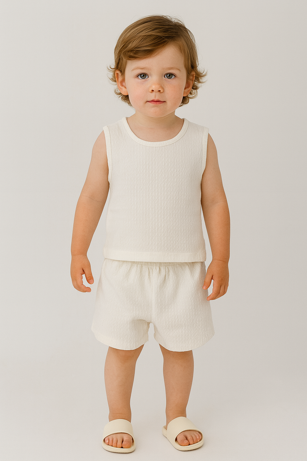Kids’ Sleeveless Short Set – Minimalist Coastal Comfort