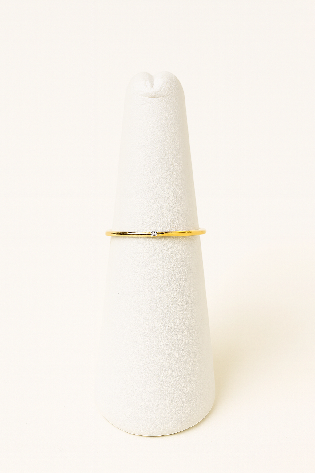 Dainty Gold Band Ring with Stone